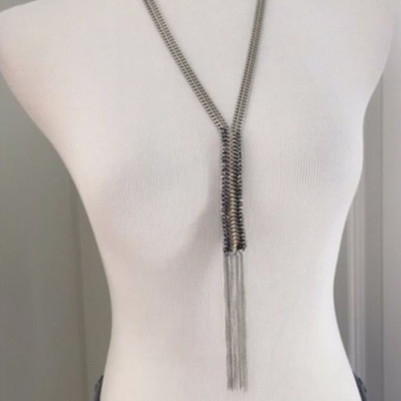 Stella & Dot Tessa Fringe Necklace – Mixed Metal Tassel Pendant - Picture 11 of 11